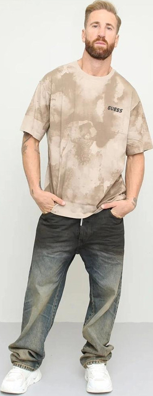 Erkek Bej Arkası Ve Önü Logolu T-Shirt
