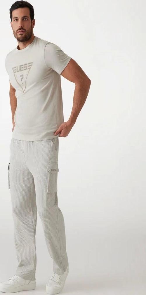 Erkek Bej Logolu Nakış İşlemeli T-Shirt