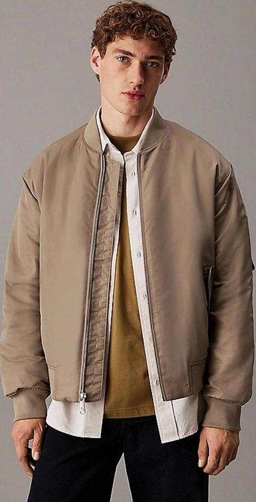 Erkek Krem Bomber Ceket