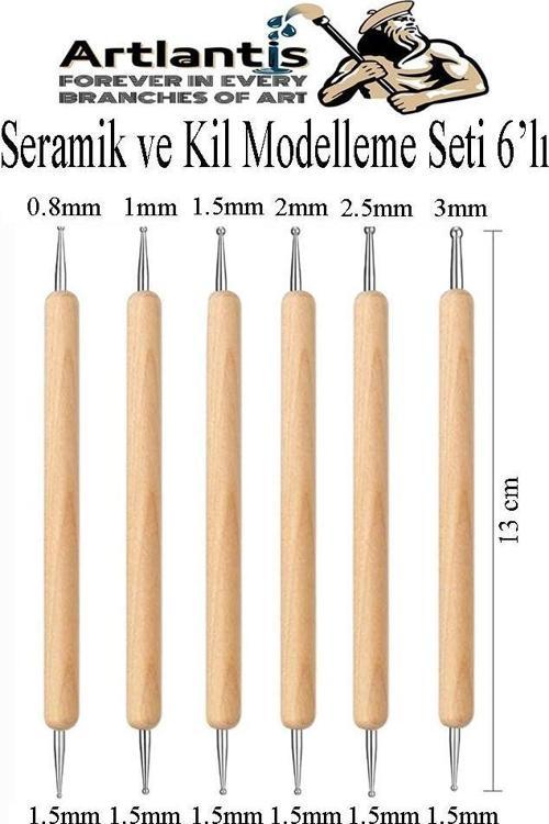 Seramik Kil Çömlek Şekillendirici 6 lı 1 Paket Seramik Modelaj Oyma Seti Heykel Hobi Tasarım Deri Oyma Çizim Kalemi