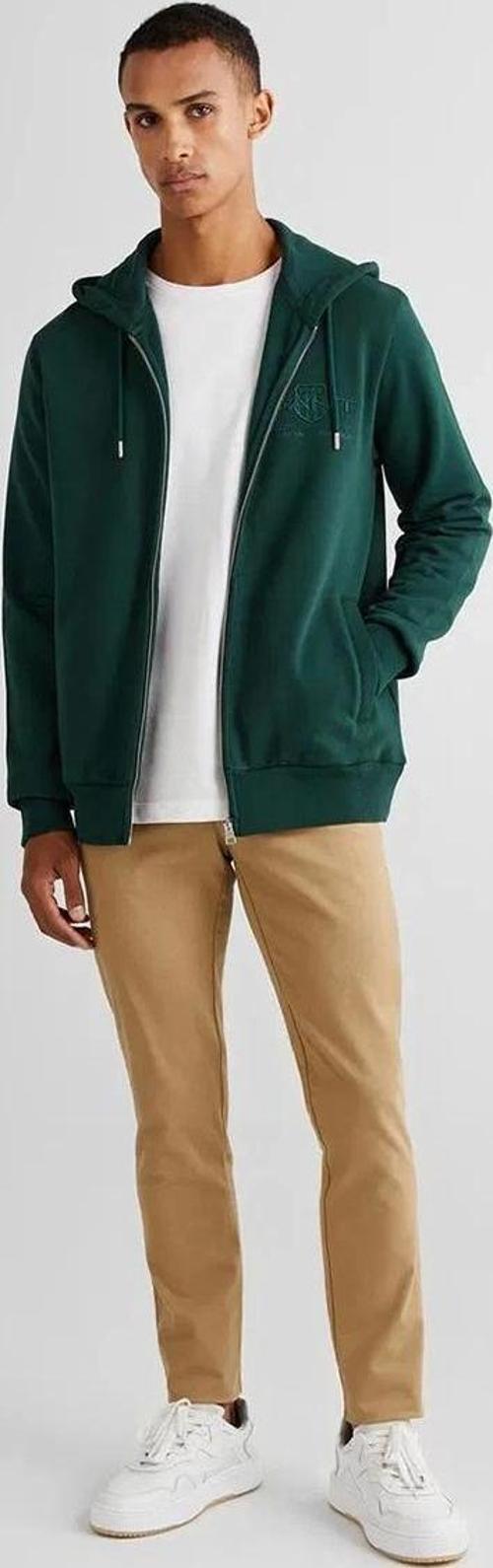 Erkek Yeşil Regular Fit Kapüşonlu Ceket