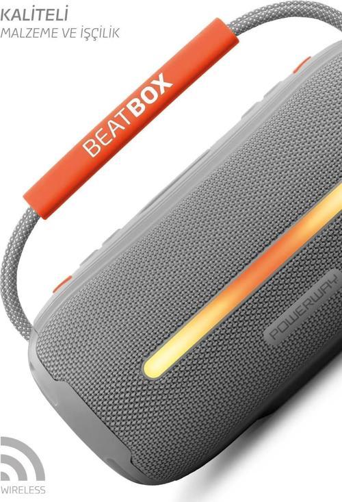  BeatBox LED Işıklı 20W Ses Bombası | USB, SD, AUX, FM Radyo ve Bluetooth Hoparlör Gri