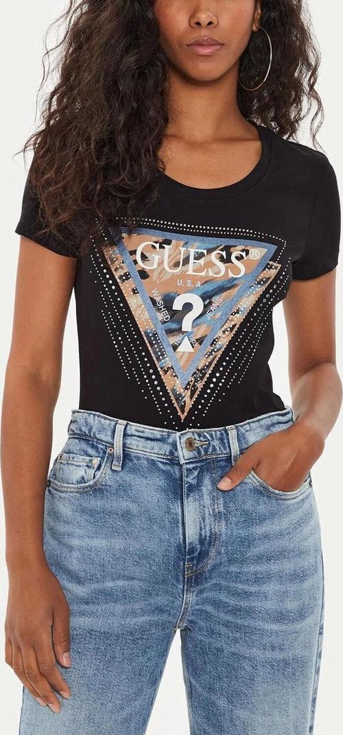 Kadın Üçgen Logolu Siyah T-Shirt