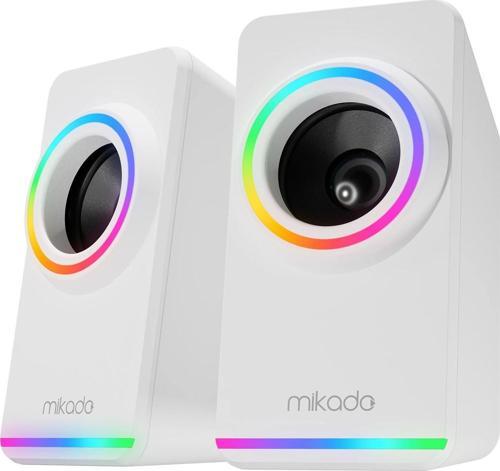 MD-182 2.0 3W*2 Beyaz RGB Aydınlatmalı USB + 3.5mm USB 5V Hoparlör