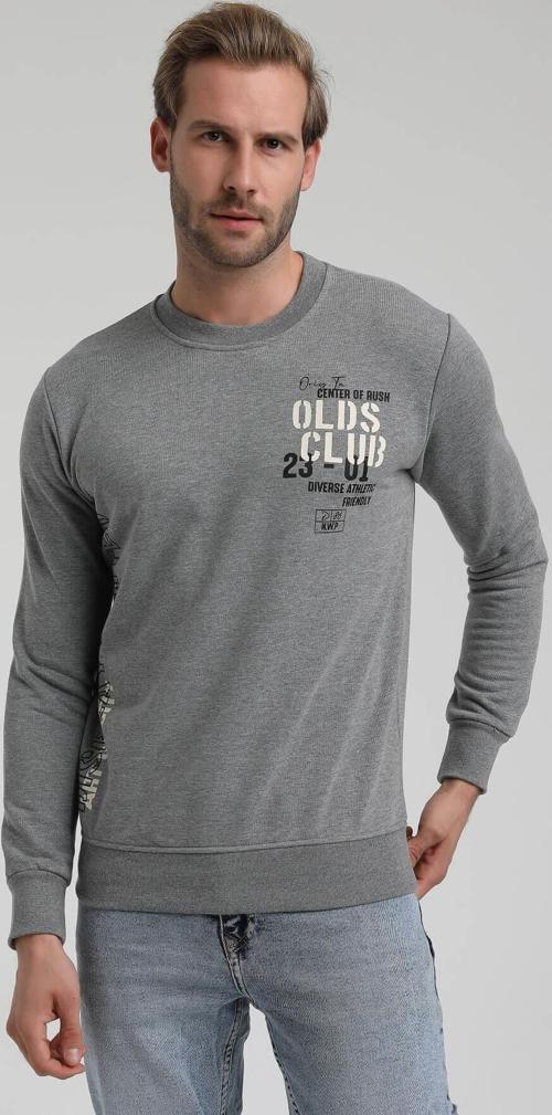 Bisiklet Yaka Gri Slim Fit Sweatshirt 22FWM60122