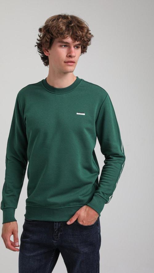 Bisiklet Yaka Yeşil Slim Fit Sweatshirt 23FWM60145