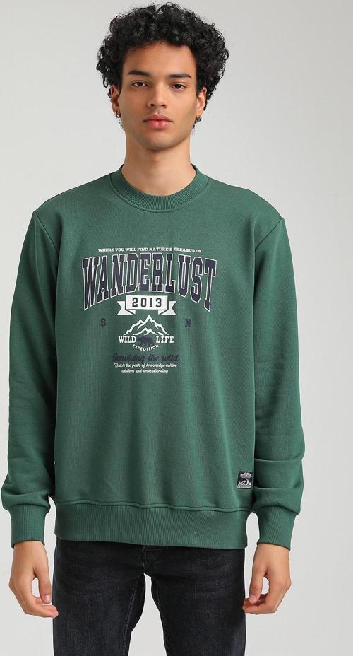 Bisiklet Yaka Yeşil Slim Fit Sweatshirt 23FWM60146