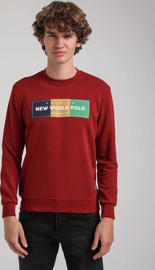 Bisiklet Yaka Bordo Slim Fit Sweatshirt 23FWM60155