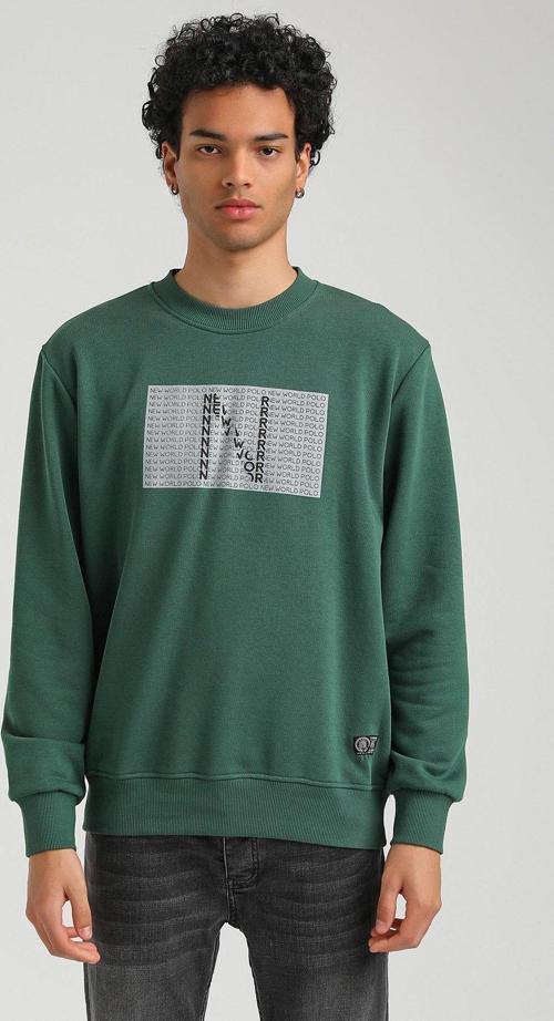 Bisiklet Yaka Yeşil Slim Fit Sweatshirt 23FWM60152