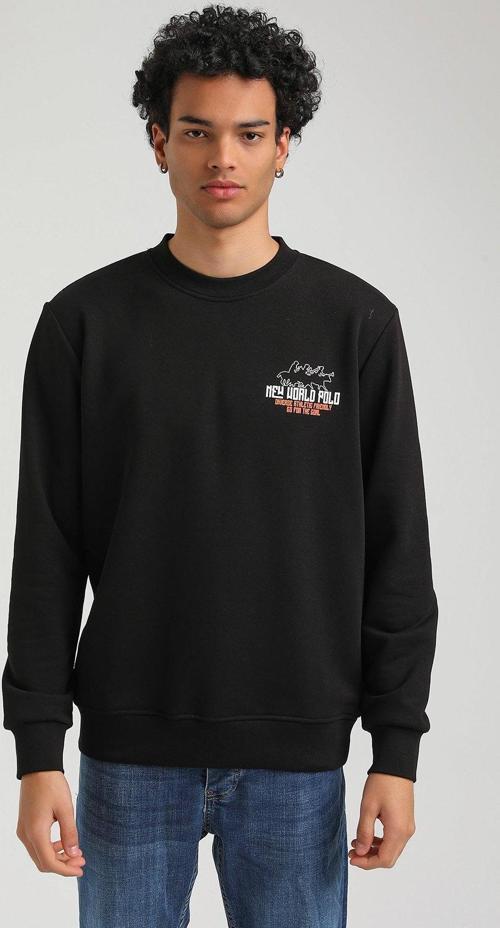 Bisiklet Yaka Siyah Slim Fit Sweatshirt 23FWM60158