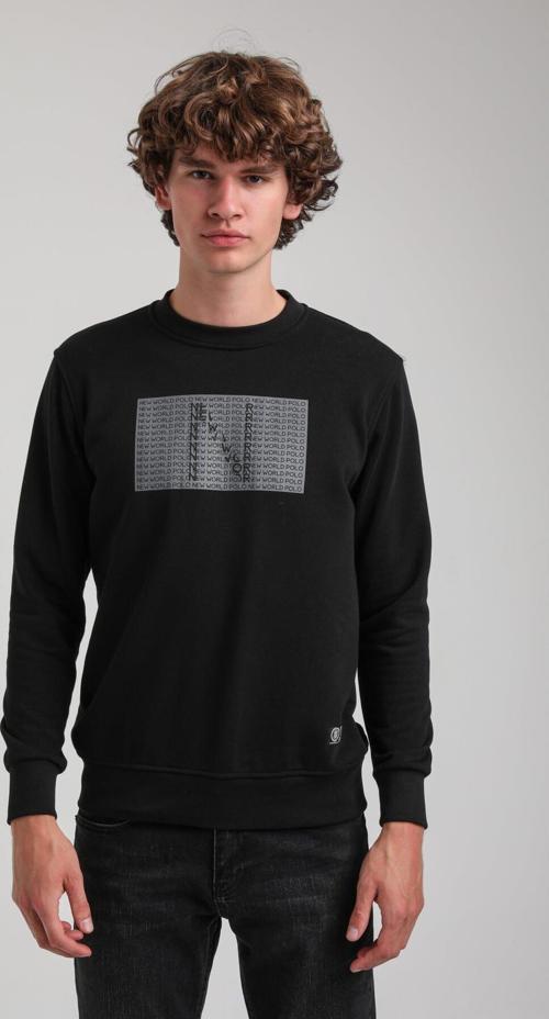 Bisiklet Yaka Siyah Slim Fit Sweatshirt 23FWM60152