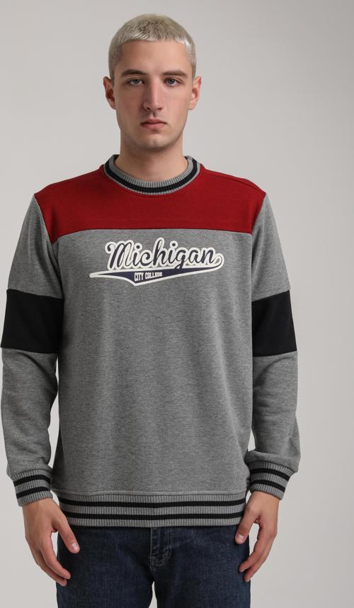 Bisiklet Yaka Gri Melanj Slim Fit Sweatshirt 24FWM60192