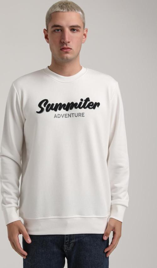 Bisiklet Yaka Ekru Slim Fit Sweatshirt 24FWM60177