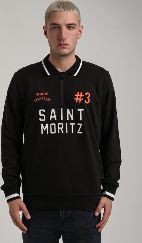 Bisiklet Yaka Siyah Slim Fit Sweatshirt 24FWM60207