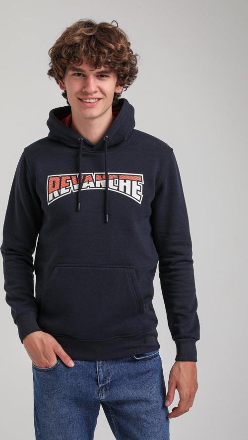 Kapüşonlu Lacivert Slim Fit Hoodie 23FWM64058