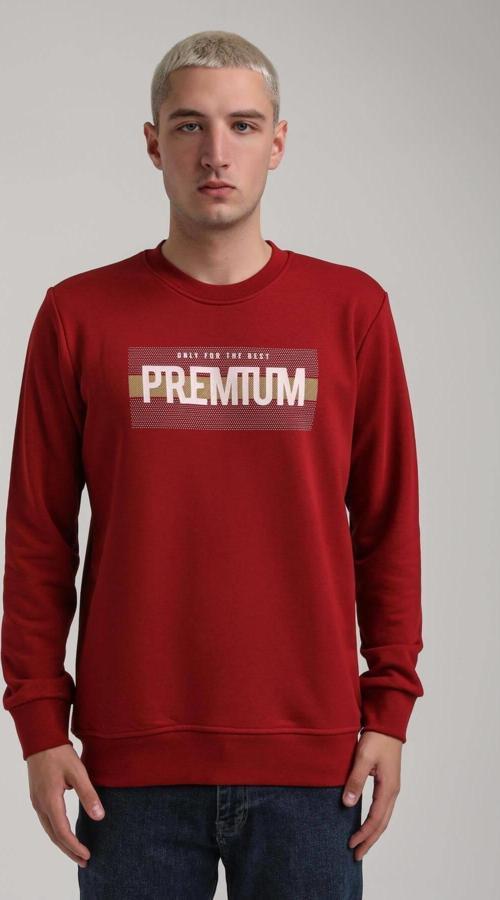 Bisiklet Yaka Bordo Slim Fit Sweatshirt 24FWM60174