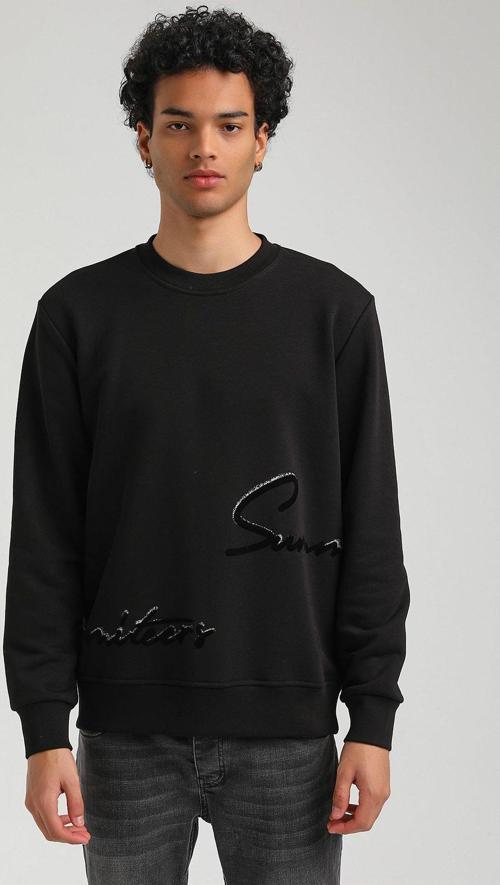 Bisiklet Yaka Siyah Slim Fit Sweatshirt 23FWM60150