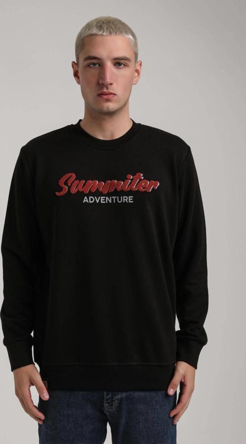 Bisiklet Yaka Siyah Slim Fit Sweatshirt 24FWM60177
