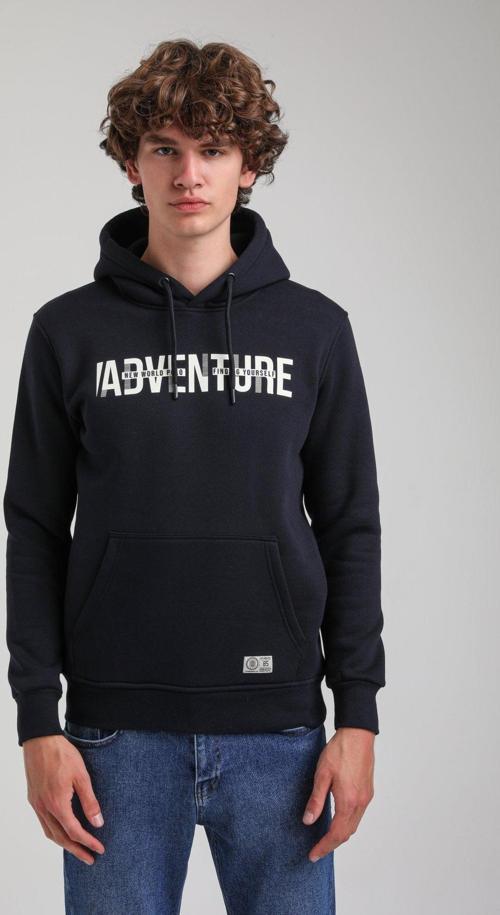 Kapüşonlu Lacivert Slim Fit Hoodie 23FWM64047