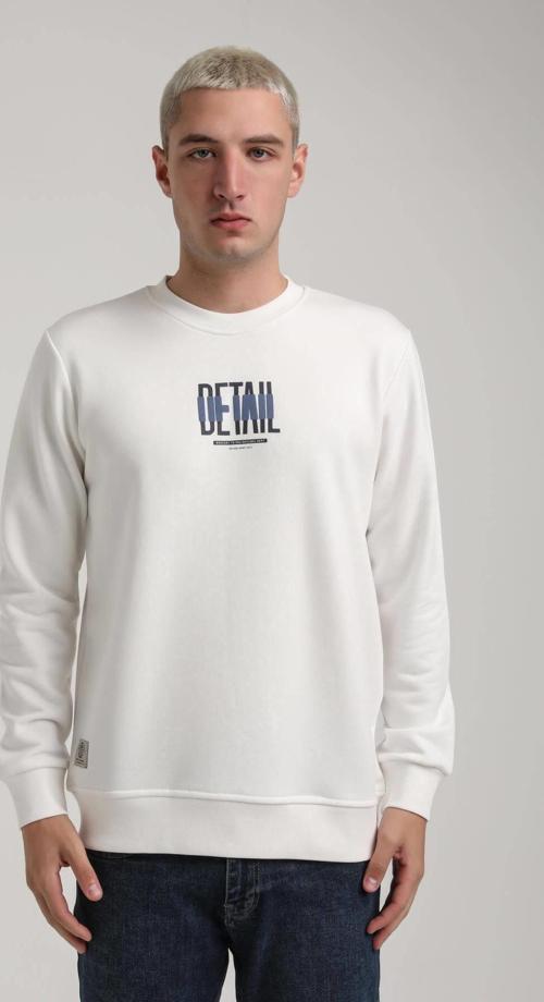 Bisiklet Yaka Ekru Slim Fit Sweatshirt 24FWM60173