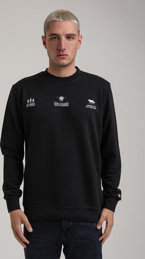 Bisiklet Yaka Lacivert Slim Fit Sweatshirt 24FWM60188