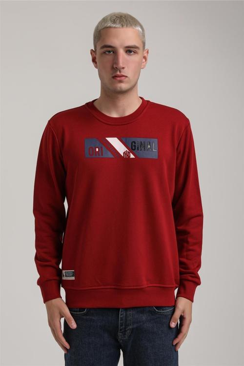 Bisiklet Yaka Bordo Slim Fit Sweatshirt 24FWM60184