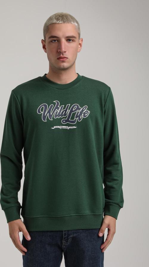 Bisiklet Yaka Yeşil Slim Fit Sweatshirt 24FWM60195