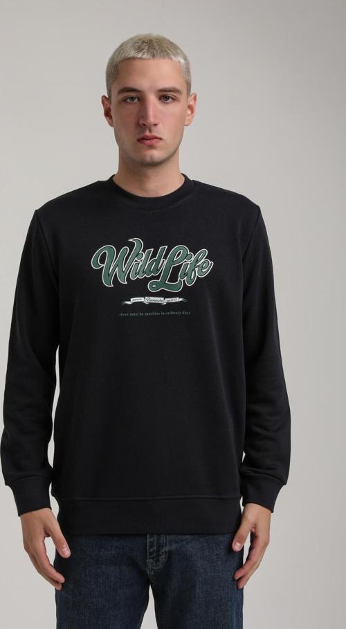 Bisiklet Yaka Lacivert Slim Fit Sweatshirt 24FWM60195