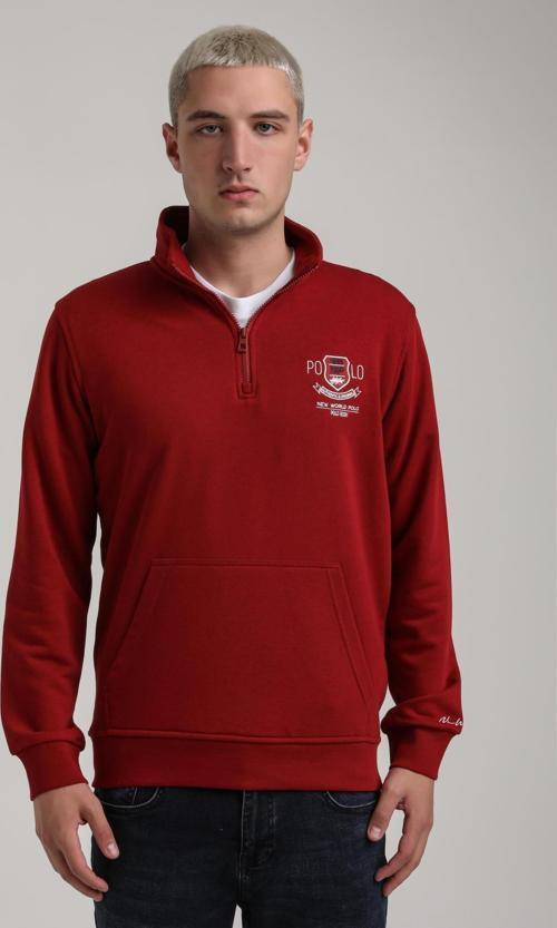 Dik Yaka Bordo Slim Fit Sweatshirt 24FWM60198