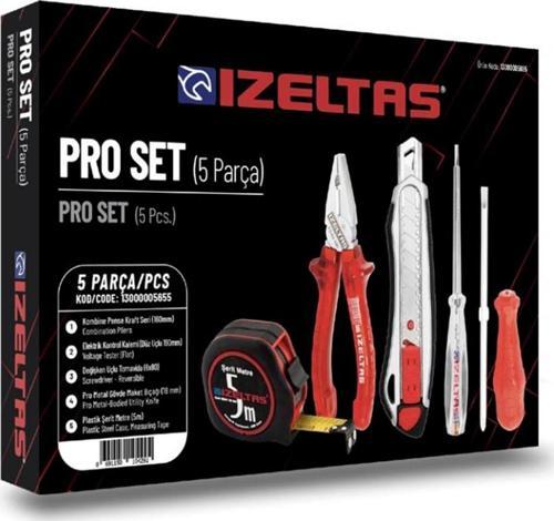 5'li Pro Set 5 Parça Kraft Pense 160mm Kontrol Kalemi Tornavida Maket Bıçağı Şerit Metre