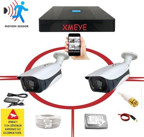2 Kameralı Hareket Algılayan 5 MP Lens 36 IR LED Metal Kasa Güvenlik Kamerası Seti BS 336