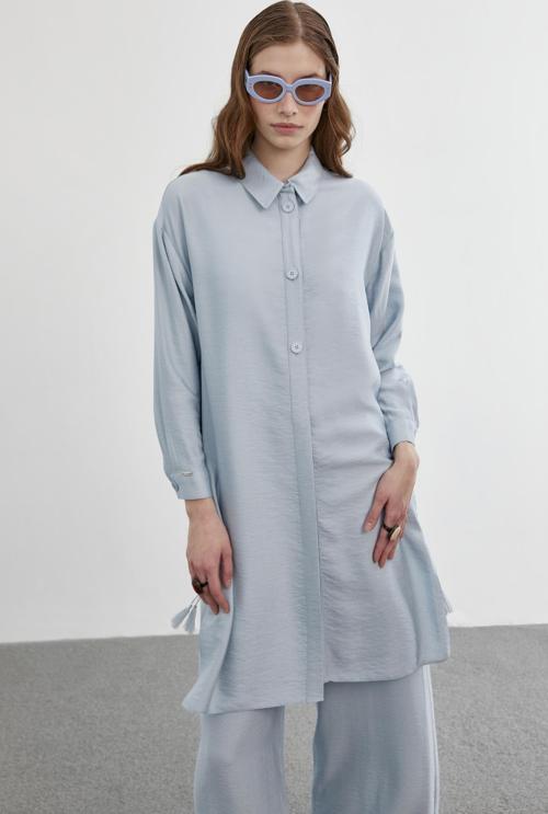 Gömlek Yaka Aqua Uzun İkili Kombin Takım TK-1278