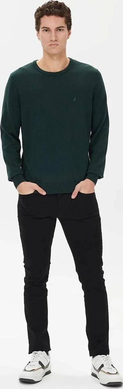 Nautica Erkek Yeşil  Standart Fit Uzun Kollu Triko Kazak