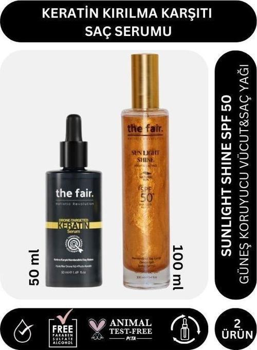 . Keratin Kırılma Karşıtı Saç Serum 50 ml ve Shine SPF 50 Güneş Koruyucu Saç Yağı 100 ml