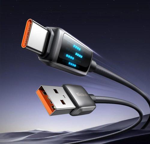 CA-2350 60W USB Typec Şarj Hız Göstergeli Şarj Data Kablosu 1.2M Siyah