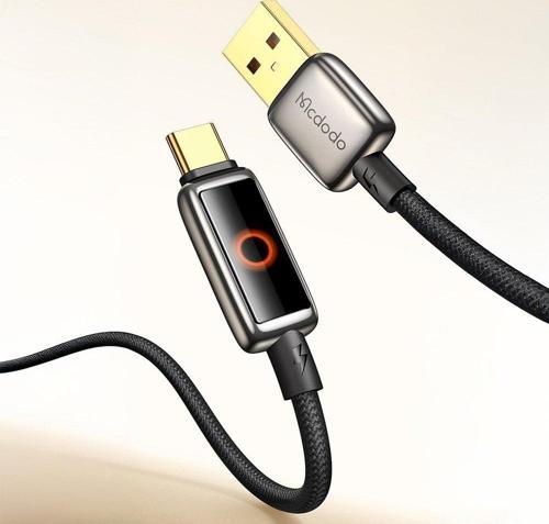 CA-6650 6A USB Typec Halo Solunum Işıklı Şarj Kablosu 1.2M - Siyah