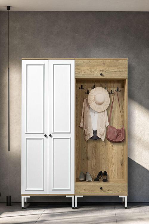 Kelebek 2 (İki) Kapılı Elbise Askılığı Kapaklı Vestiyer - Portmanto - Ayakkabılık