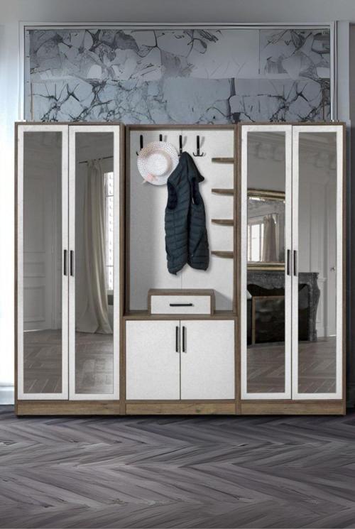Loft 4 Kapaklı Aynalı Portmanto