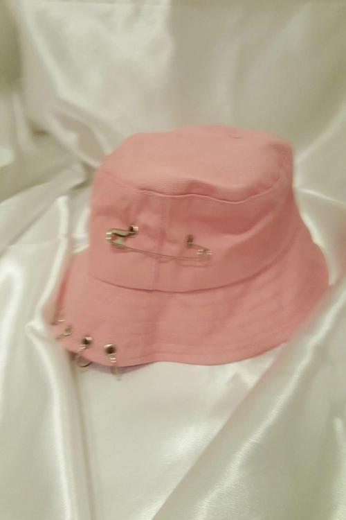 Şapka Bucket Şapka Balıkçı Kova Şapka Unisex Yuvarlak Şapka Açık Lila Zincir Piercing Li