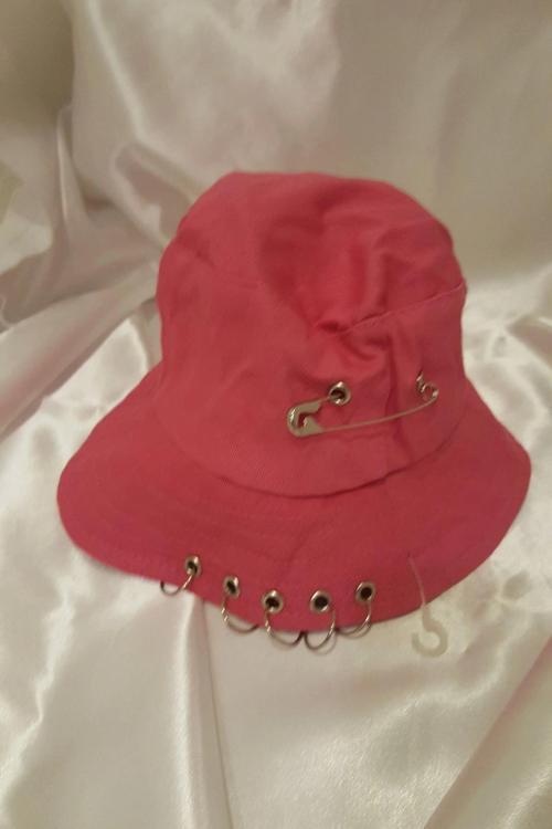 Şapka Bucket Şapka Balıkçı Kova Şapka Unisex Yuvarlak Şapka Şeker Pembe Zincir Piercing Li