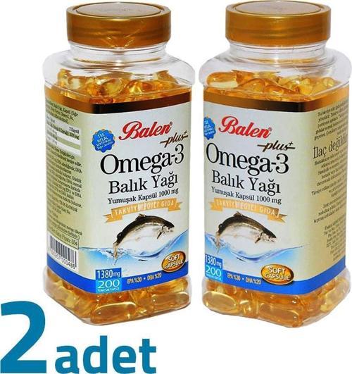 Plus+ Omega-3 Balık Yağı Yumuşak Kapsül 200 Kapsül x 1380mg x 2 Kutu