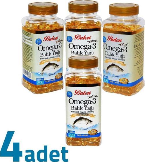 Plus+ Omega-3 Balık Yağı Yumuşak Kapsül 200 Kapsül x 1380mg x 4 Kutu