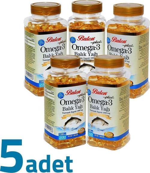 Plus+ Omega-3 Balık Yağı Yumuşak Kapsül 200 Kapsül x 1380mg x 5 Kutu