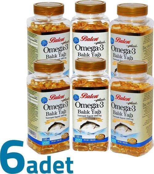Plus+ Omega-3 Balık Yağı Yumuşak Kapsül 200 Kapsül x 1380mg x 6 Kutu