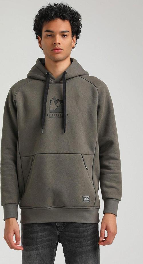 Kapüşonlu Haki Slim Fit Hoodie 23FWM64042