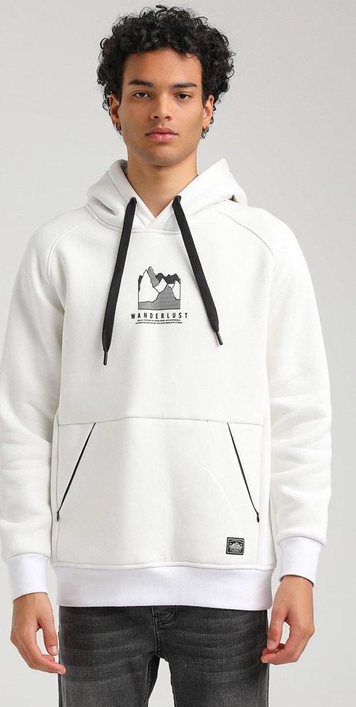 Kapüşonlu Ekru Slim Fit Hoodie 23FWM64042