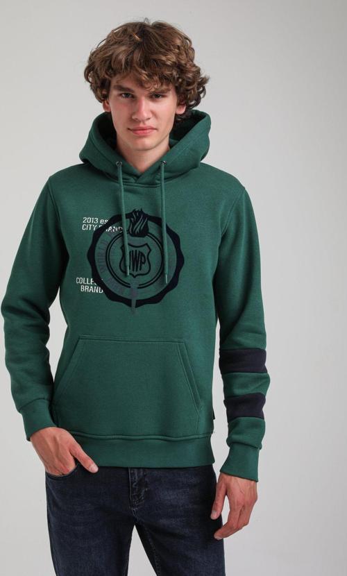Kapüşonlu Yeşil Slim Fit Hoodie 23FWM64054