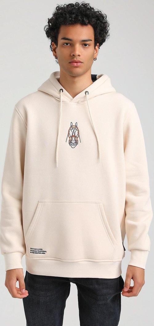 Kapüşonlu Ekru Slim Fit Hoodie 23FWM64046