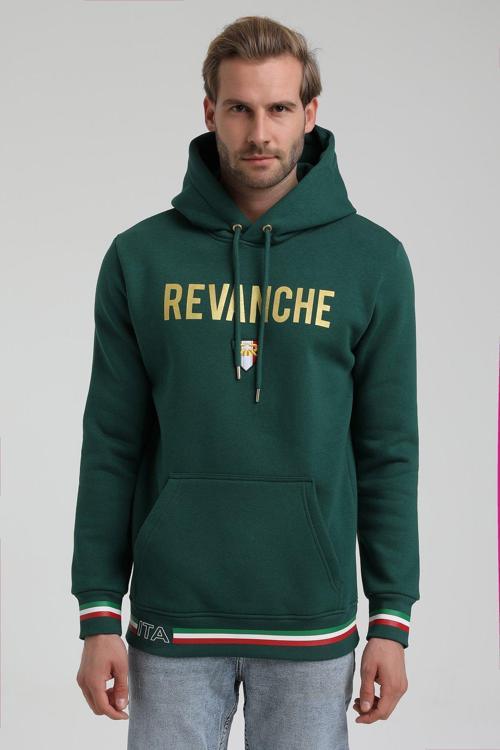 Kapüşonlu Koyu Yeşil Slim Fit Hoodie 22FWM64036