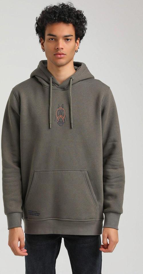 Kapüşonlu Haki Slim Fit Hoodie 23FWM64046
